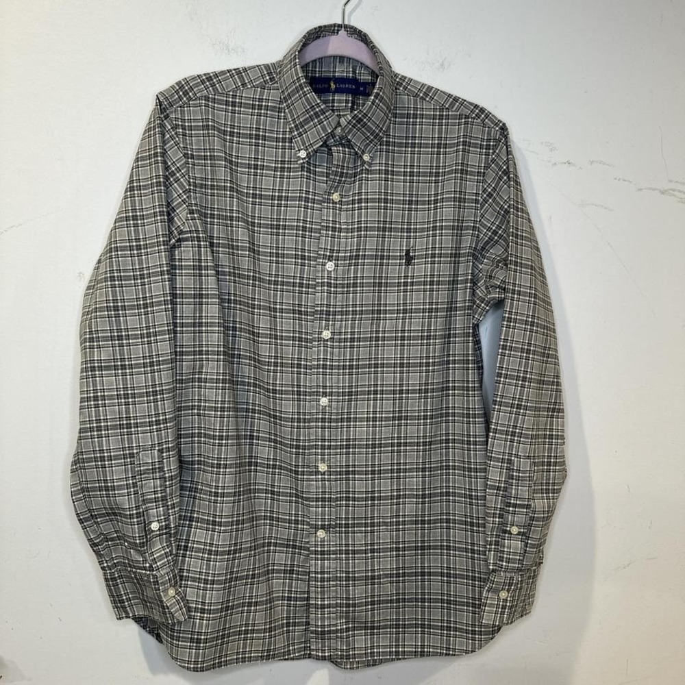 Ralph Lauren grey plaid button down shirt mens MEDIUM - Picture 3 of 8